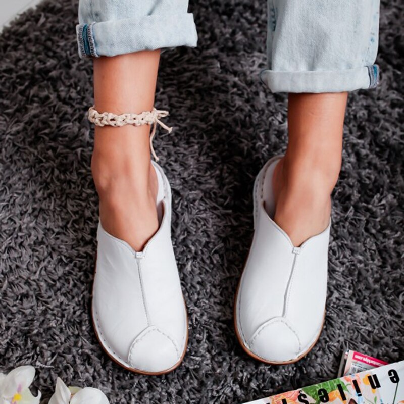 Dames muiltjes platte sandalen sandaal vrouwelijke lage hak slippers zomer slippers vrouwen ronde neus riet geweven strandschoenen
