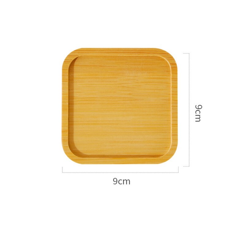 Bols en bambou naturel assiettes pour plantes succulentes Pots plateaux Base Stander décor de jardin décoration de la maison rond carré plateau artisanat: 5