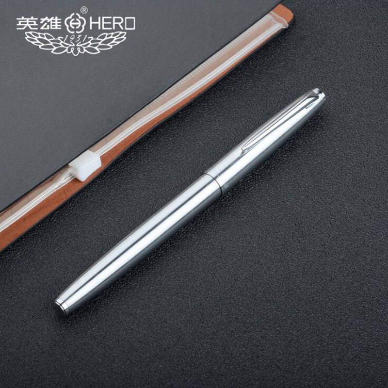 Financiële Tip 0.38Mm Extra Fijne Vulpen Zilver Kleur Pijl Clip Inkt Pennen Stalen Metalen Klassieke Hero 338 Kantoor school