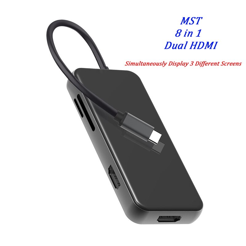 HUB USB C MST USB 3.0 Adapter Dock Type C PD/3 Dual USB/HDMI/SD/TF HUB Docking Station for Loptop Macbook Pro HDMI HUB