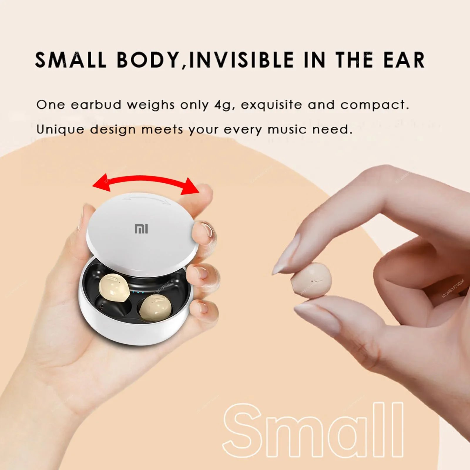 Xiaomi Invisible Earbuds Wireless Bluetooth Earphones in Ear Mini Discreet Small Tiny Earpiece Portable Sleep Headphones Hidden