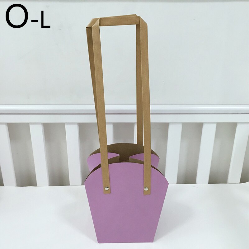 Waterproof Kraft Paper Flower Box Flowers Packaging Box Flower Basket Flower Folding Handbag: O