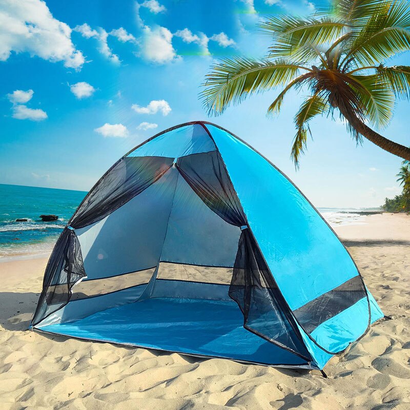 Anti-muggen strandtent met gaas en uv-bescherming, automatisch kamperen, draagbare strandtent voor buiten met gaasgordijn
