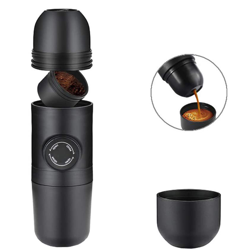 Draagbare Mini Koffiezetapparaat Handleiding Druk Espressomachine Outdoor Begeleiden Mini Koffiekopje Pot