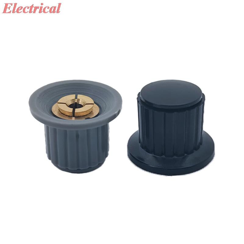 Tapa con botón para potenciómetro, eje moleteado de plástico, 4mm, 6mm, Agujero del eje de diámetro, negro/gris, 16x16mm, 25x18mm, 32x20mm
