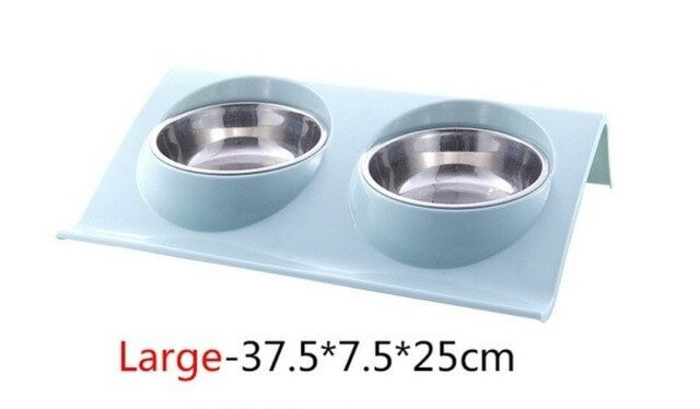 Doppel Pet Schalen Hund Lebensmittel Wasser Feeder Edelstahl Pet Trinken Feeder Dish Katze Welpen Fütterung Lieferungen Hund Zubehör #2 ^ 1