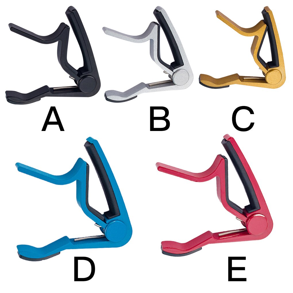 Guitar Capo Streamlined Aluminum Guitar String Clip Clamp with Stainless Steel Spring Silicone Handle