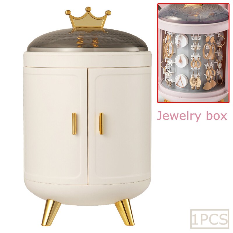 Luxus Dreh Schmuck Lagerung Kasten Haushalt Ohrringe Halskette Anzeige Stand Hohe Kapazität retro Bildschirm Schmuck Organizer fallen: Weiß Schmuck Kasten