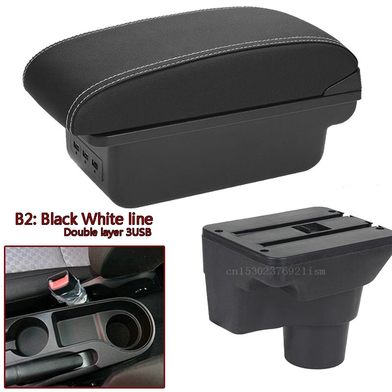 per Kia Rio 4 bracciolo per Kia Rio 4 x-linea scatola bracciolo auto Russi 2017 2018 2019 2020 2021 accessori auto interni facile da installare: B  bianca linea 3USB