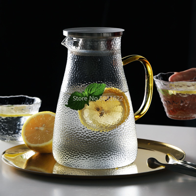 Glasvandkande glaskande vandkaraffel med håndtag koldtvandskande god kande til hjemmelavet frugtjuice iste