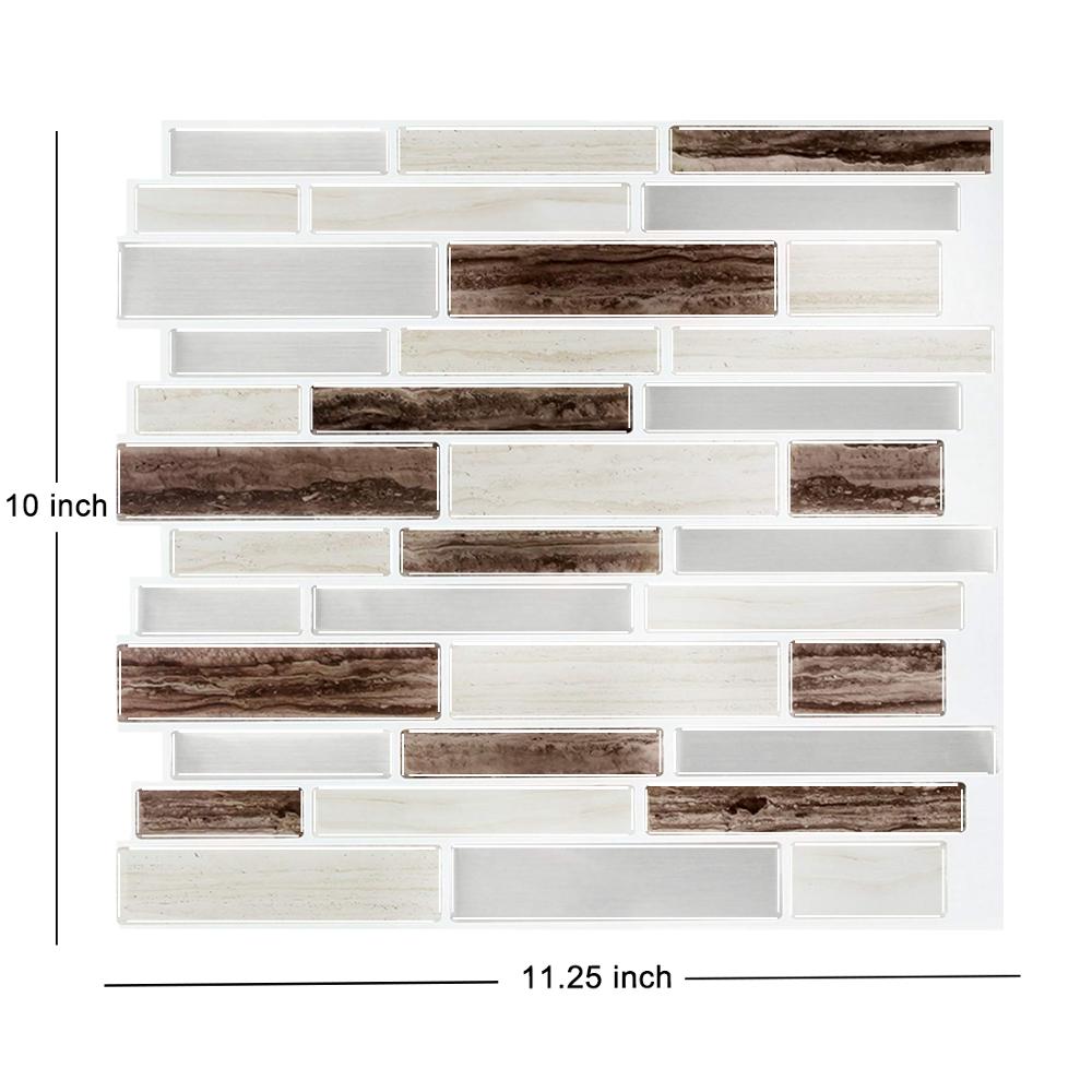 Vandtætte vinylvægstickere skræl og stick køkkenvægsfliser selvklæbende badeværelse vægpapirfliser -1 ark: 24056