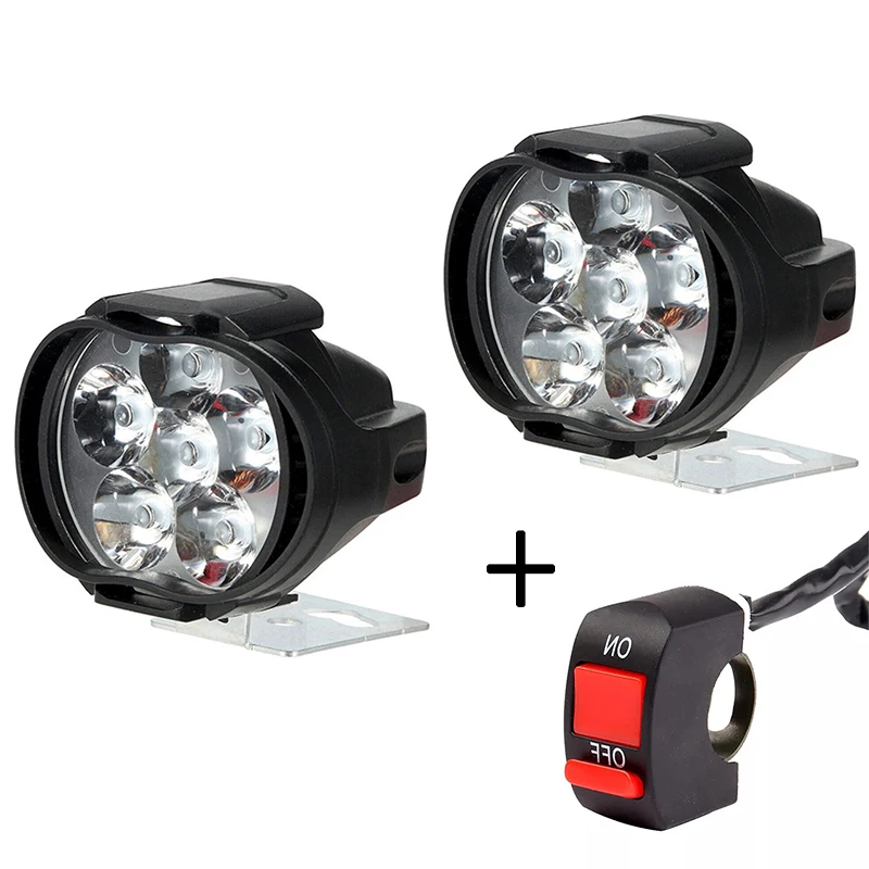 6LED 12V Motorfiets Koplampen Wit Super Heldere Werken Front Light 1500LM LED Scooters Spotlight Motor Mistlampht: Army Green