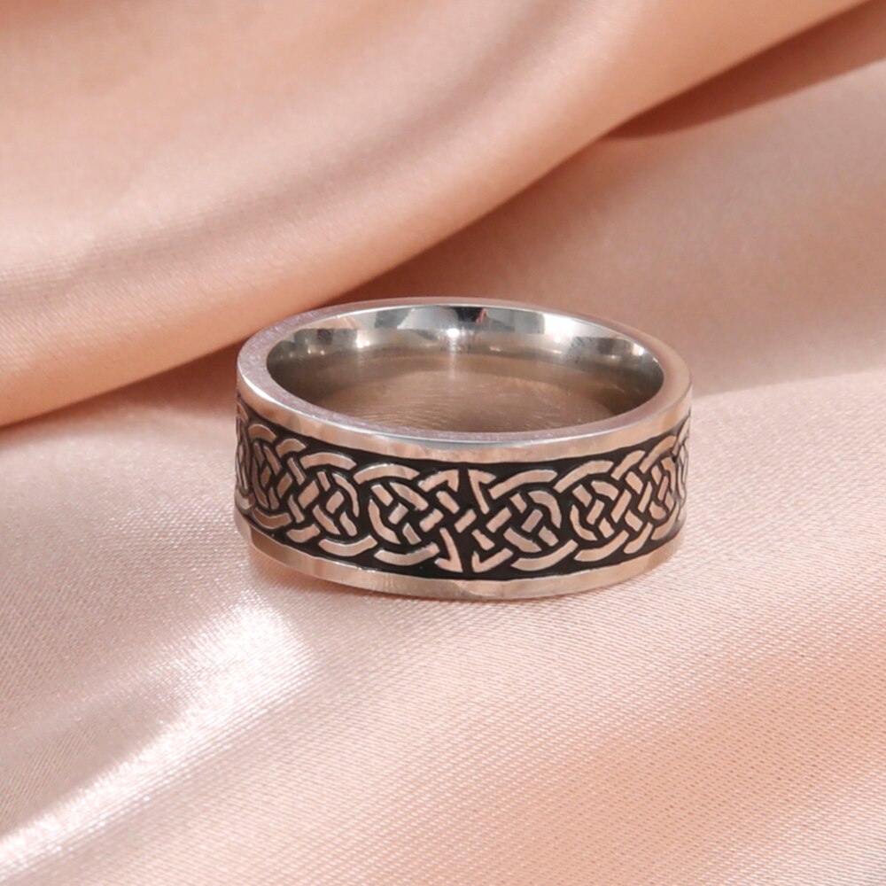 Skyrim Vintage Ierse Celtics Knoop Ring voor Mannen Vrouwen Rvs Paar Cool Vinger Ringen Partij Sieraden 2025: 10 / Black