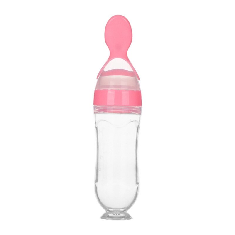 Newborn Baby Squeeze Feeding Bottle Silicone Food Dispensing Spoon Infant Cereal Feeder Safe Tools For Best: P