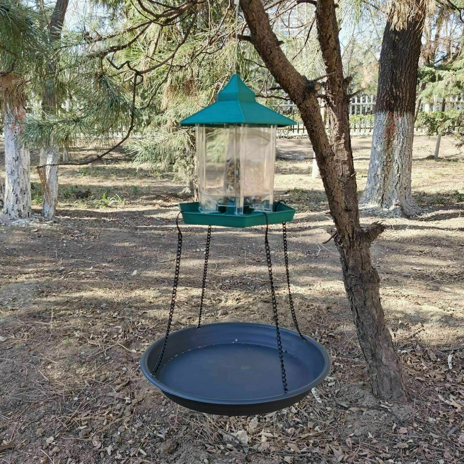 Large Wild Bird Feeder Hanging Feeding Station Garden Water Bath Tray Outdoor