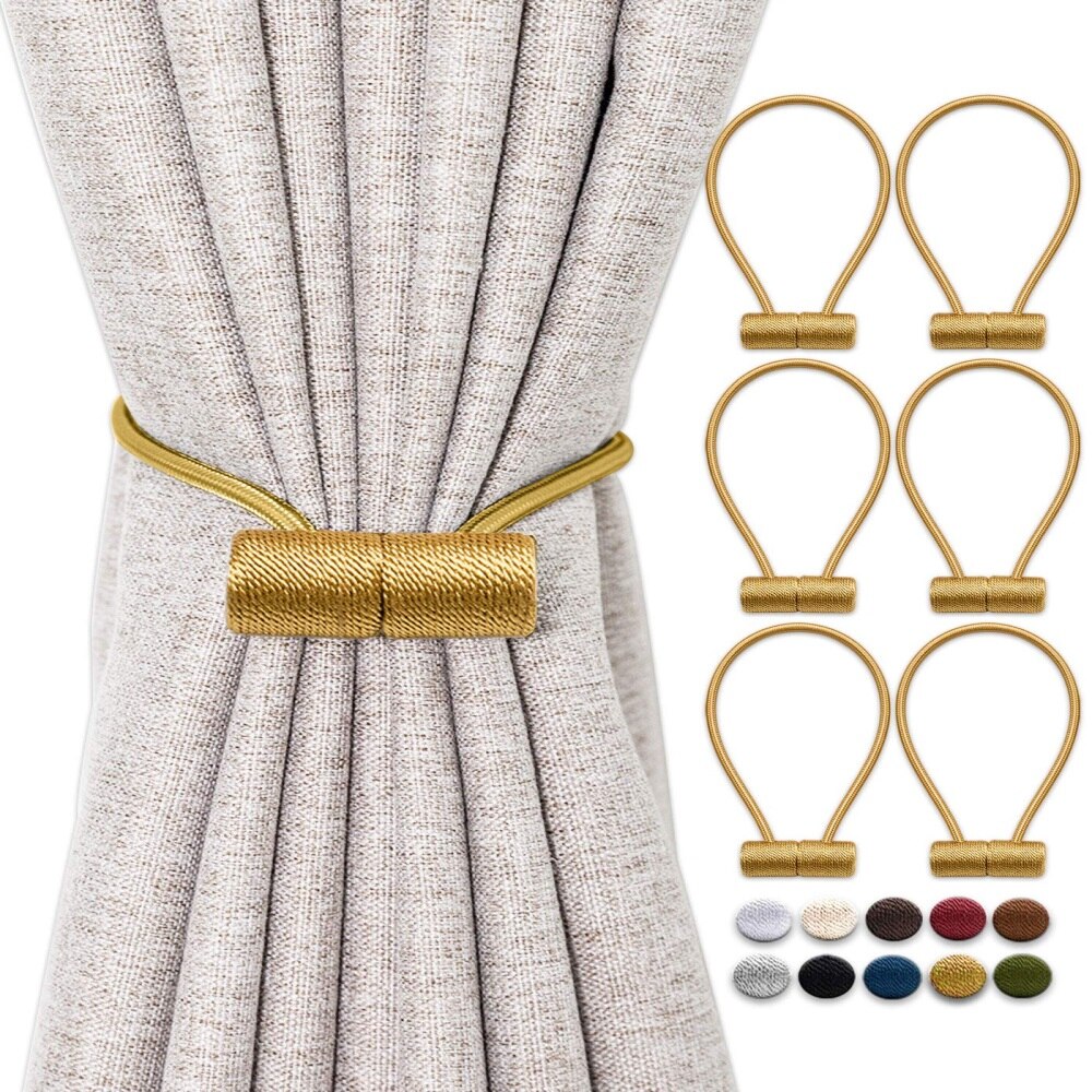 Magnetische Vorhang Raffhalter Gardinen Raffhalter Verbesserte 2 Pack 16 Zoll Dekorative Vorhang halte zurück Vorhang Clip Schnalle für Blackout: Gold