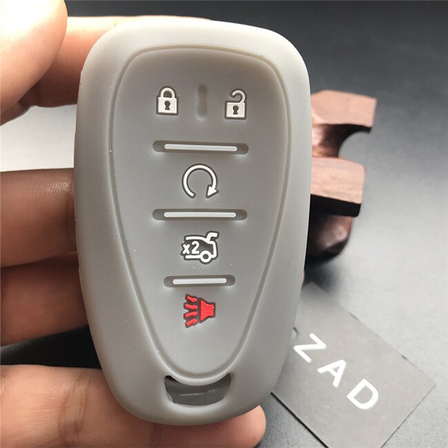 ZAD Silicone Car Key Cover Case For Chevrolet Cruze Malibu XL Camaro 5 button Smart Remote Key Case Jacket FOB: Gray