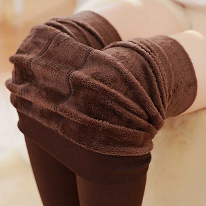8 cores das mulheres collants inverno quente velo forrado calças de cintura alta feminino térmica elástico magro calças justas sólido cores