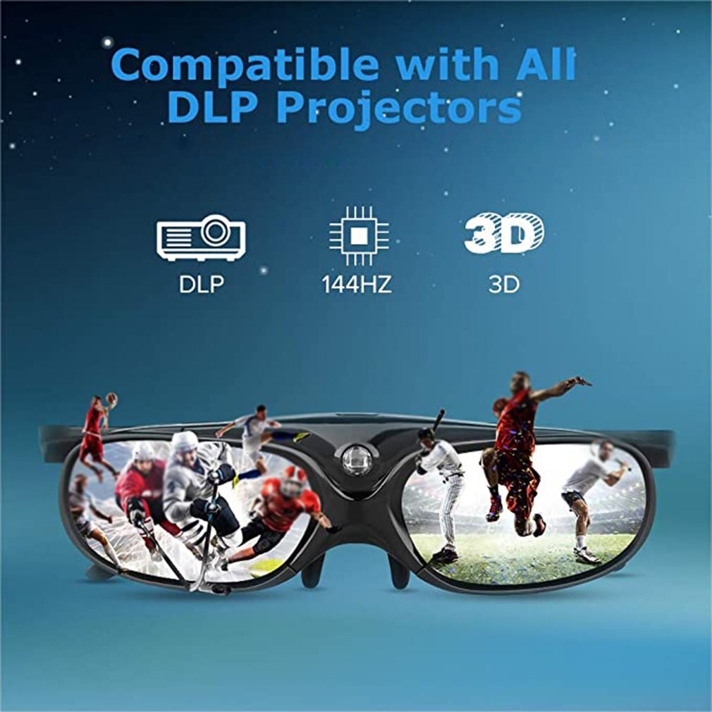 Active Shutter Rechargeable DLP Link 3D Glasses Support 144HZ For Xgimi Z3/Z4/H1/H2 Nuts G1/P2 BenQ Acer &amp; DLP LINK Projector