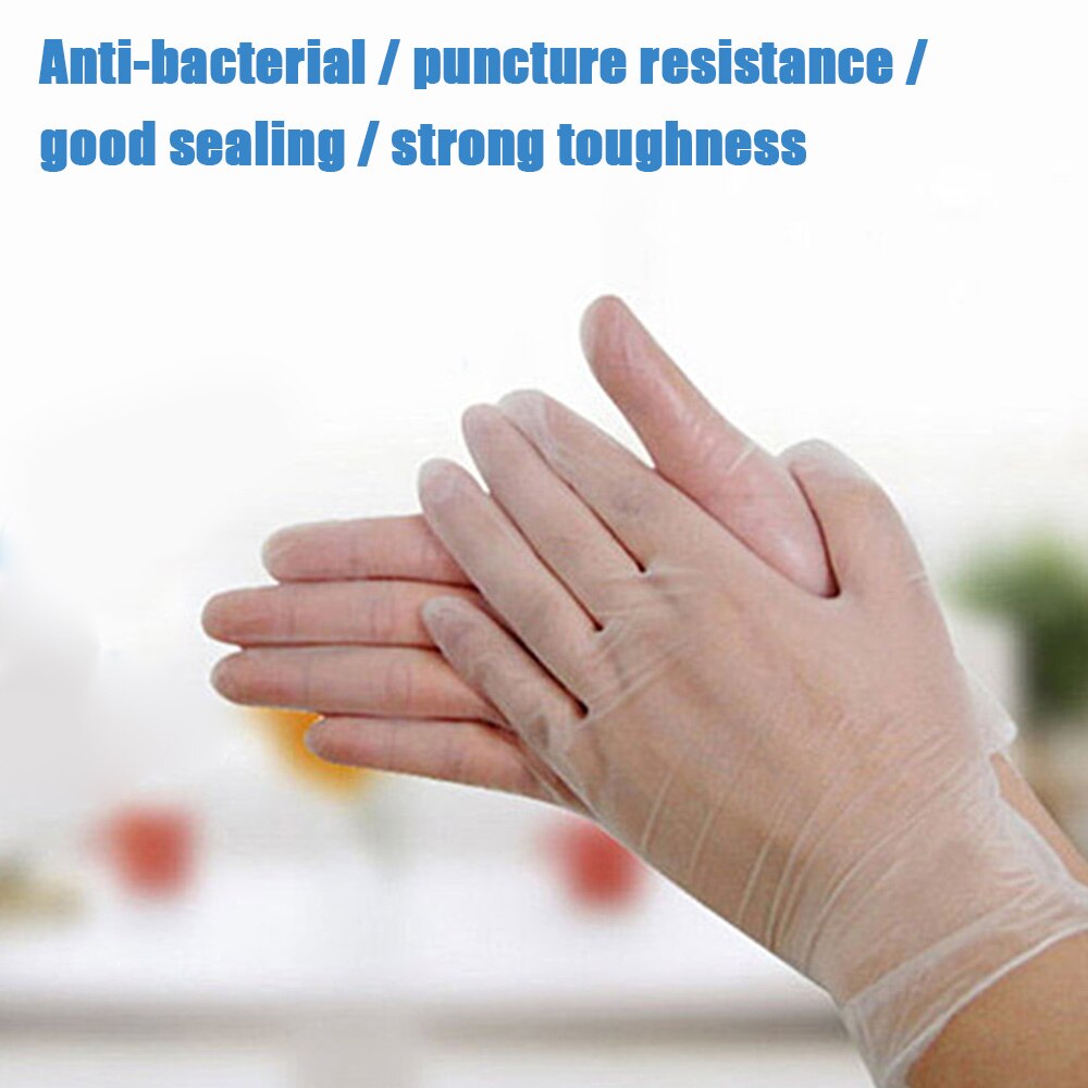 100pz trasparente PVC monouso guanti rimbalzante cibo grado prevenire esposizione guanti mano batterico protezione
