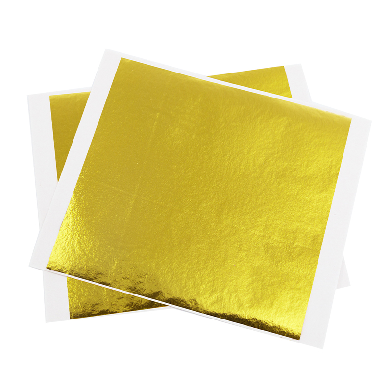 100 Uds. Hojas de hojas doradas de colores, manualidades de Arte de papel con purpurina plateada para paredes de muebles dorados, decoración Vintage de uñas, pintura DIY: Blanco