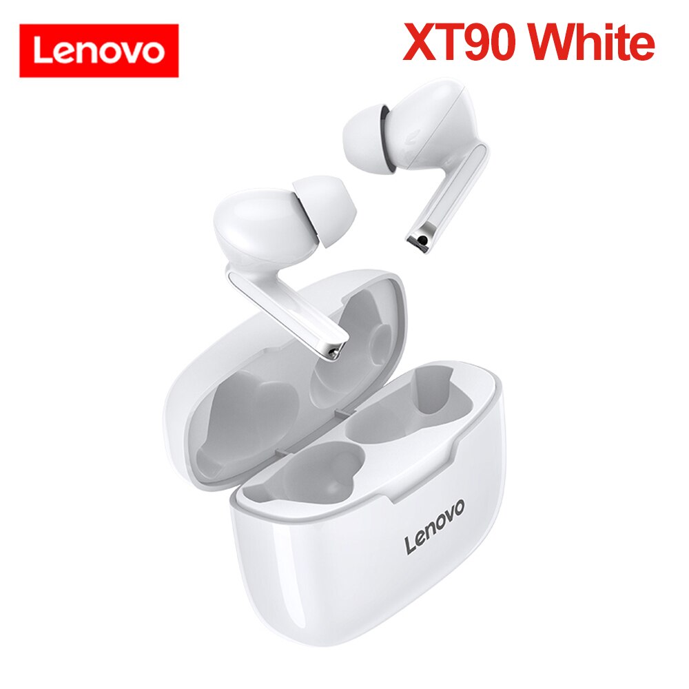 Lenovo-auriculares inalámbricos LP1/LP1S/X9/X18/XT90/XT91/QT83, Bluetooth 5,0, con Control táctil, deportivos, TWS, intrauditivos: XT90 White