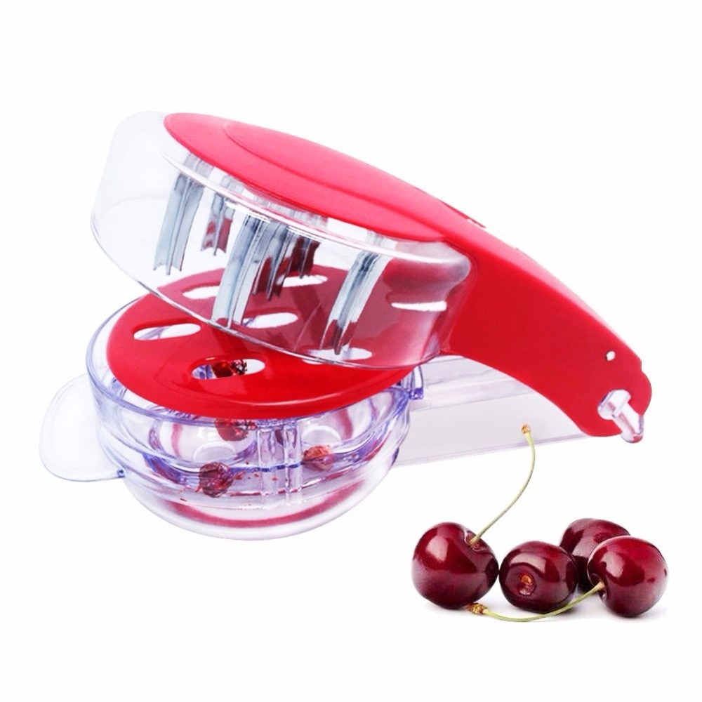 Olive & Cherry Pitter-Meerdere Fruit Remover Tool Pit en Sap Container-6 Kersen Lichtgewicht Stoner