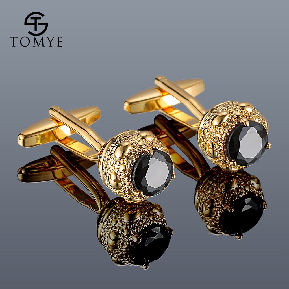 Gemelos de hombre TOMYE XK20S009, de , de lujo, con circonita, Color dorado plateado, gemelos redondos para camisas