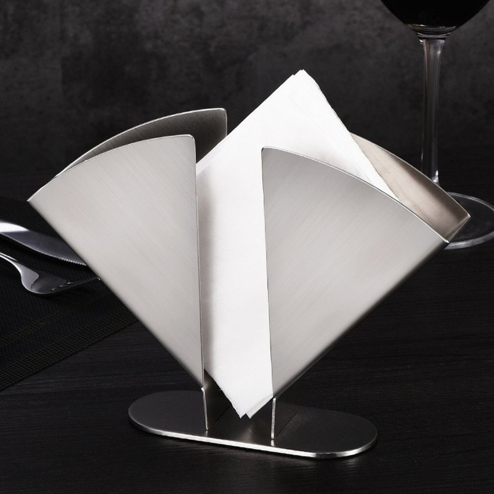Rvs Driehoekige Papieren Handdoek Houder Rack Restaurant Verticale Servet Clip Eettafel Decoratie