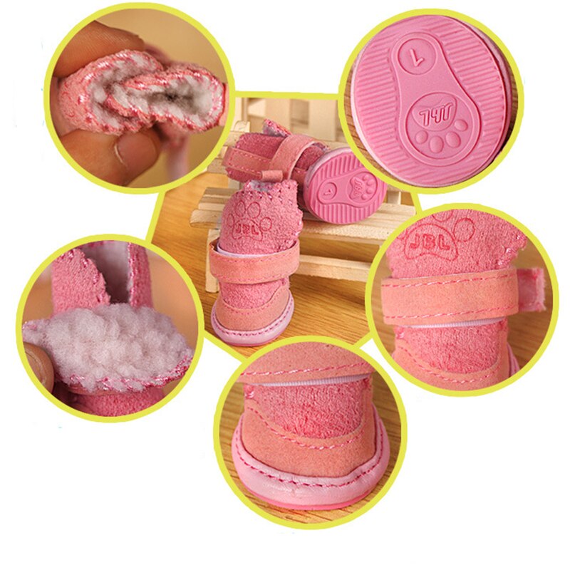 4 Stks/set Warm Anti Slip Schoenen Voor Honden Wol Waterdichte Huisdier Laarzen Winter Katoen Kat Puppy Regen Sneeuw Schoeisel Chihuahua yorkie