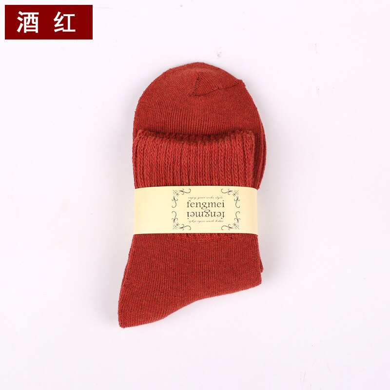 1pair Winter Thick Warm Wool terry towel Women Sock Vintage Christmas soild Socks Colorful Socks Loop socks Cotton socks