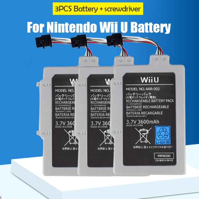 Paquete de batería recargable para Nintendo Wii U, 3,7 V, 3600mAh, ARR-002, controlador de mando, batería de repuesto con paquete de herramientas: 3PCS