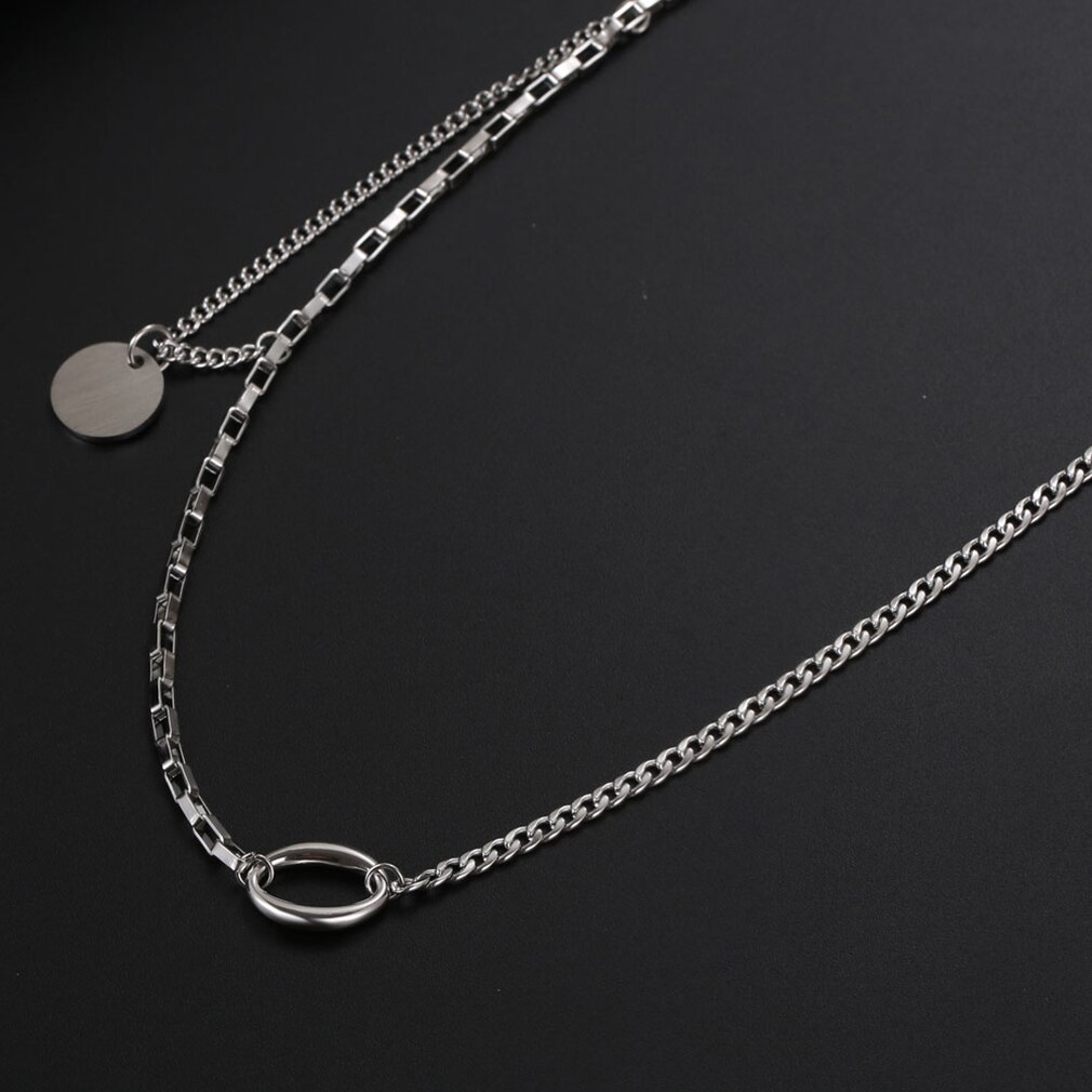 Jhjt stainless steel link chain coin pendant necklaces for women men punk hip hop necklace jewelry female