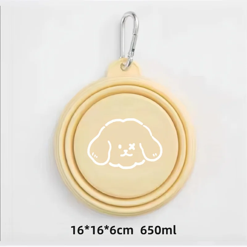 Dog Pet Folding Silicone Bowls 350ml/650ml Outdoor Travel Foldable Portable Cat Food Water Container Feeding Tray Bowls: Navy Blue