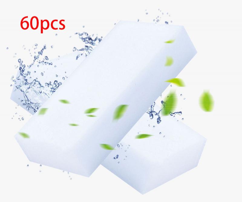 100 Uds esponja de melamina blanca Borrador de esponja mágico para Cocina Oficina accesorio de limpieza para baño/limpieza de platos Nano esponjas de limpieza: 60pcs