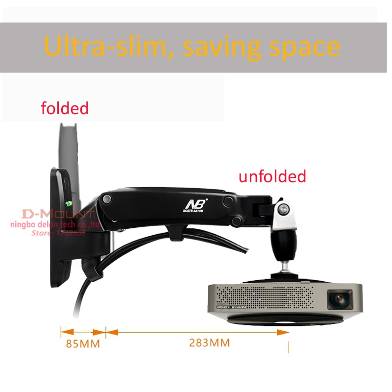 DL-F120PR 2-7 kg universele gasveer gas strut tilt projector plafond beugel rack Aluminium 360 Graden draaien
