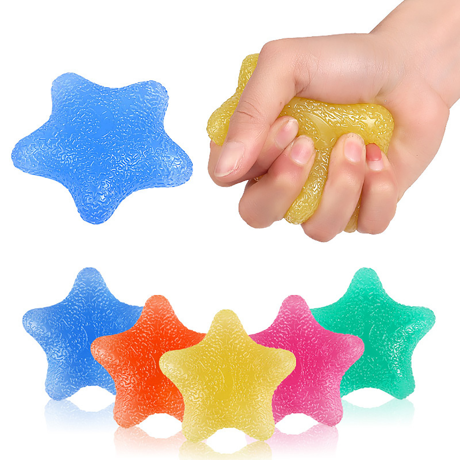 Pelota de estrés en forma de pentagrama esponjoso para adultos, juguete exprimible con forma geométrica suave, equipo de entrenamiento de dedos de descompresión