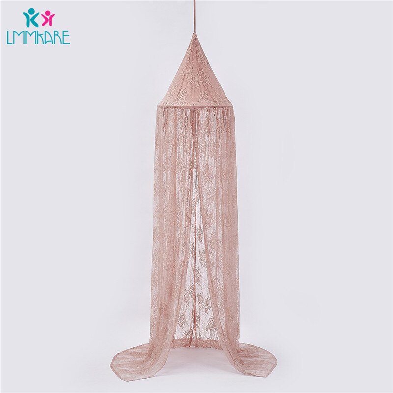 Zomer baby wieg netten roze kant effen klamboes kinderbed chiffon koepel fantasie licht garen gordijn spel huis tent