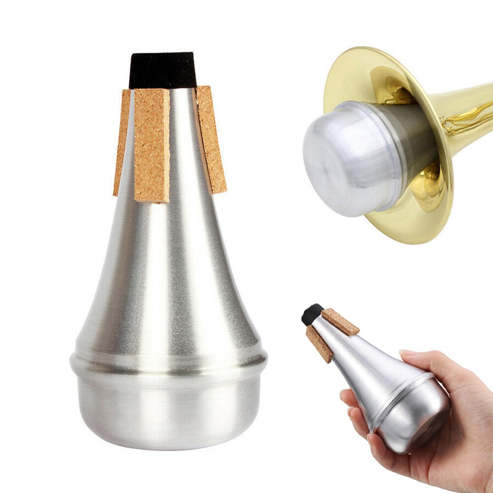 Aluminium Trompet Mute Voor Trompet Anti-Overlast Rechte Trompet Mute Kurk Rand Bescherming Voor Jazz Instrument Accessoires