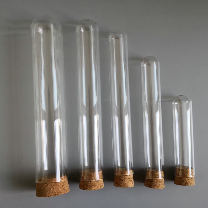 20Pcs/lot Glass 20mm 25mm 30mm Round Transparent Lab Test Tube with cork Length 150/180/200/300mm