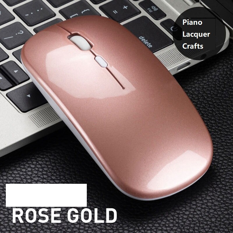 2.4G Wireless Mouse USB Rechargeable Mouse Silent Mute Office Mice Backlit Mouse Optical Ergonomic Gaming Mouse: rose gold