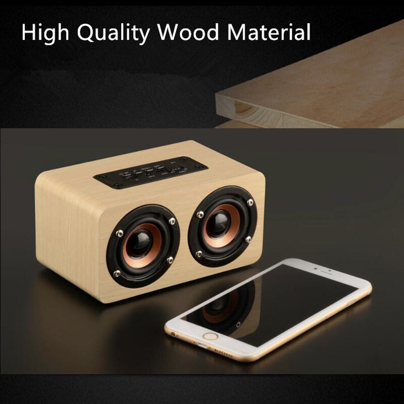 Altavoz inalámbrico de madera con Bluetooth, barra de sonido HiFi portátil con bajo de choque, Altavoz TF, caixa de som para iPhone Sumsung Xiaomi