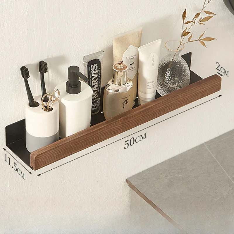 Mensola da parete in legno, organizer per cosmetici e profumi da bagno (45 x 12 cm) - Italia