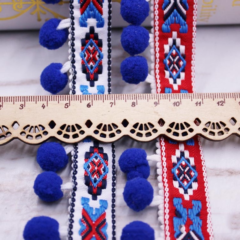 Pompón con flecos para decoración de cortinas, borlas de tela, adornos de encaje con flecos, accesorios de costura DIY, 1 yardas/lote