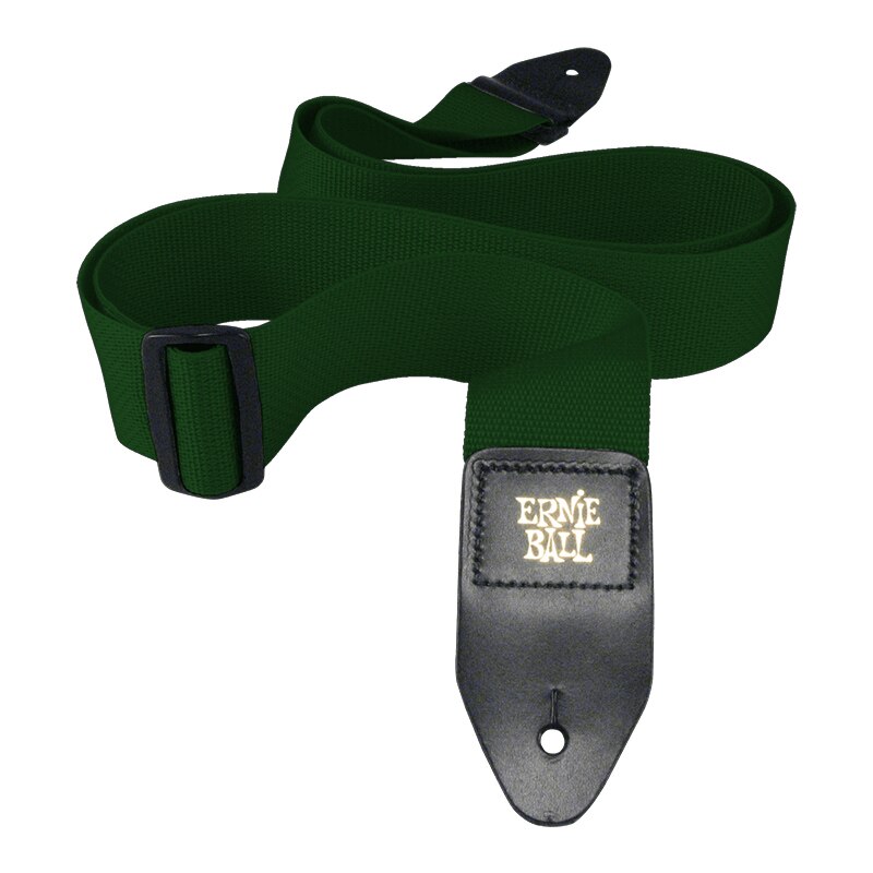 Ernie ball polypro gitaarband met leren uiteinden, comfortabele gitaarband voor akoestische, folk-, elektrische gitaar en basgitaar.: Bosgroen