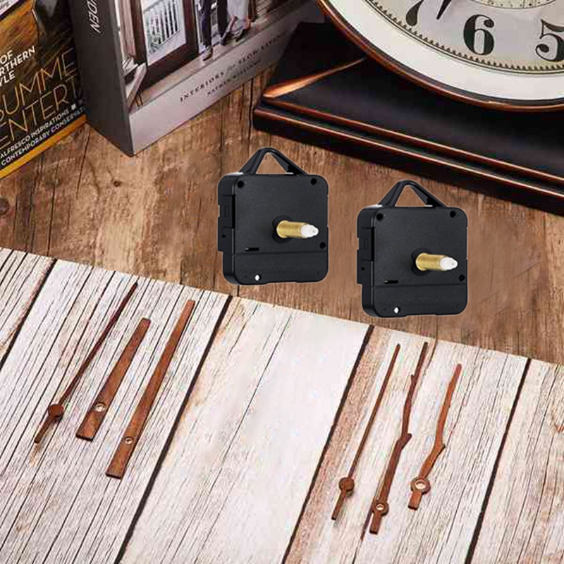 2Pcs Clock Movement Mechanism with 12 Inch Walnut Hands Clock Kit Mechanism for DIY Wall Clock Repair Parts Replacement