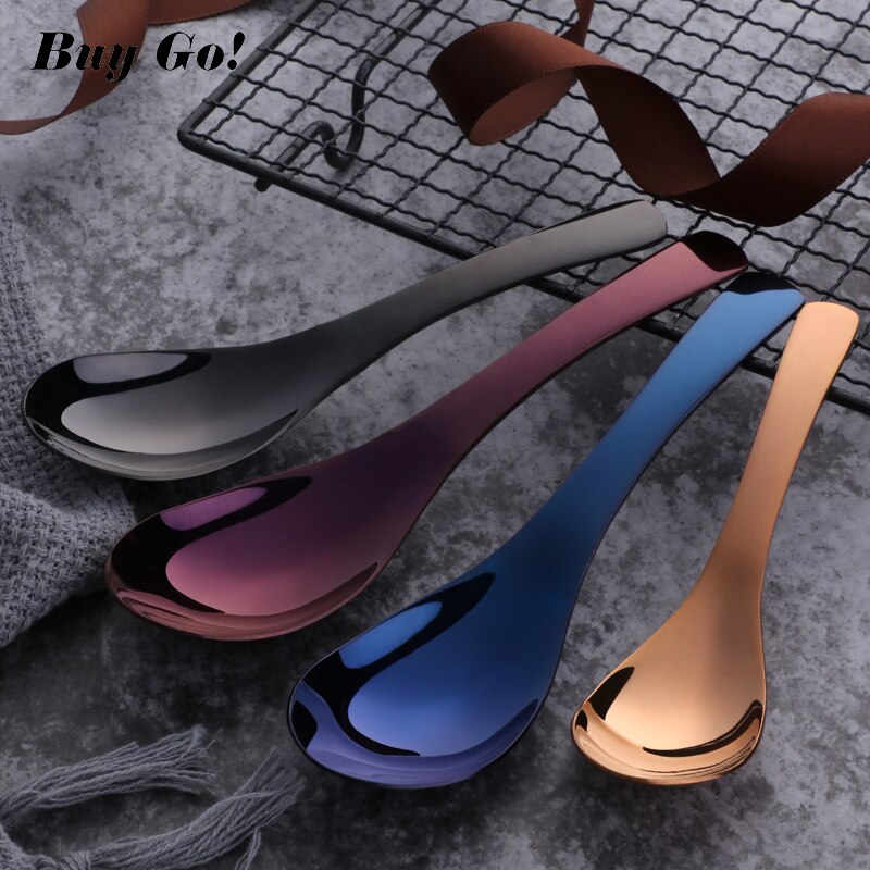 Cuchara de sopa de acero inoxidable 18/8, juego de cubiertos de lujo de mango largo dorado, coreano, para postre, té y café, S, M, L, estilo de corte real, 3 uds.