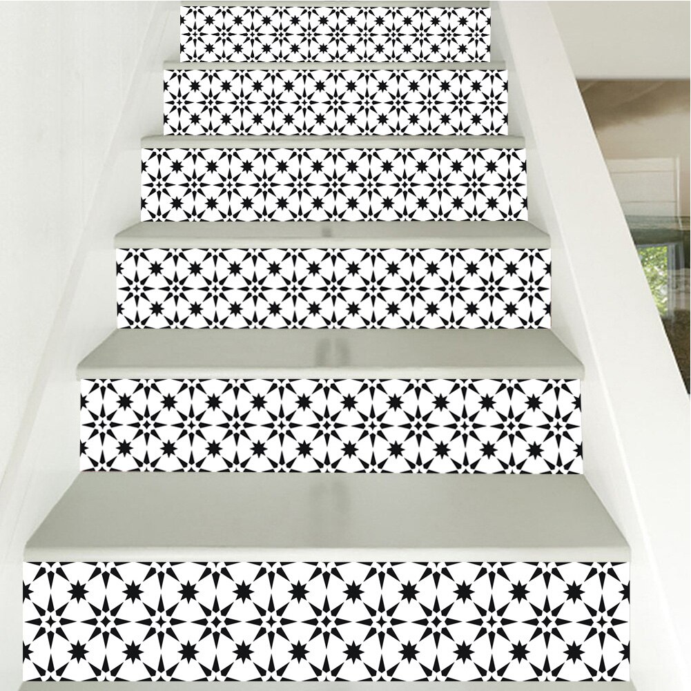 6Pcs/Set Stair Riser Floor Sticker Self Adhesive DIY Stairway Waterproof Decal Stairway Home Decor 18X100cm: Default Title