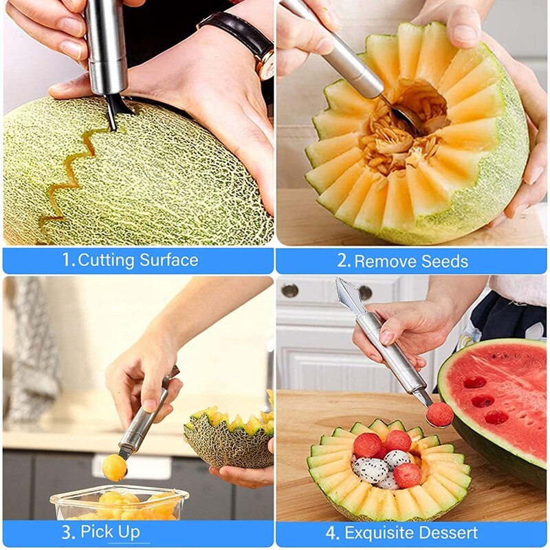 5 Pcs Drawing Decorating Pencil Spoon Ball Cutter,Chocolate Spoon Fruit Tool,for DIY Fruit Dessert Cake Coffee Decor