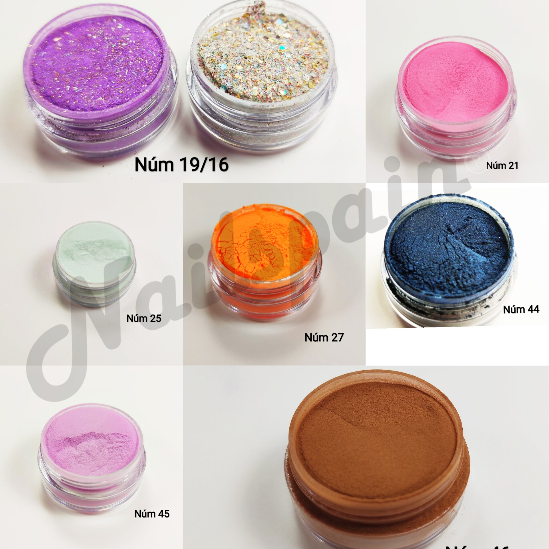NailSpain POLVO ACRÍLICO DE COLORES. ENVASE 8GR. varios colores
